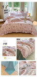 Flower Skin-friendly Washed Cotton Bedding Set Duvet Cover Set Korean Lace Ruffles Quilt Cover Soft Cover Bed Linen Pillowcases