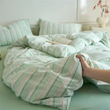 100% Cotton Stripe 3-Piece Duvet Cover Set (1 Duvet Cover + 2 Pillowcases),Yarn-Dyed,Soft Bedding Set, Multiple Sizes