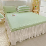 2/3pcs Summer Cooling Bed Skirt Set Class A Princess Mattress Cover Single Soft Mat Room Decor Bedspread Ice Silk Bean Cool Mat