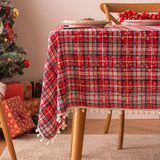 Christmas Snowflake Plaid Tablecloth Printed Tea Table Decor Kitchen Party Christmas New Year Decoration
