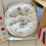 Ikeehome  winter round milk fleece cartoon seat cushion cute office chair cushion balcony futon bay window cushion