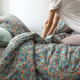American Sle Floral Cotton Knitted Bedding Set 4pcs Pure Cotton Retro Sle Soft Breathable Comforter Cover eet