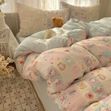 New lace washed cotton bed four-piece set Korean dormitory quilt cover student bed sheet three-piece set