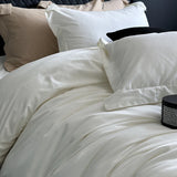 600TC Egyptian Cotton Thickened Brushed Fabric Bedding Set Solid Color Queen Size Duvet Cover Bed Sheets Fitted Sheet Pillowcase
