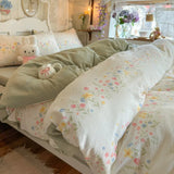 Purple Flower Bedding Set For Adult Kids Soft Polyester Duvet Cover Set+Sheet Girl Breathable Home Dorm Bed Linens Twin Queen