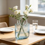 Handbag Shaped Glass Vase Creative Bubble Glass Flower Container Hydroponic Vase for Home Desktop Decoration