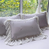 Rose Embroidery Bedding Set Silky Luxury Bedsheets Set Pillowcase Duvet Cover Bedclothes Skin-friendly Bed Linen Home Textiles