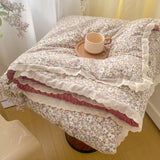 French Style Double-Layer Yarn Bean Quilt Spring and Autumn Warmth Quilt Adult Double Four Seasons Comforter Quilt Lace Ruffles