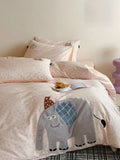 Korean Sle Cute Pure Cotton Bedding Set 3-4 Pieces Dormi Student Patchwork Embroidery Duvet Cover eet Bedding