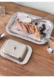 Stainless Steel Butter Tray,Retro French Butter Box Storage Box with Lid Butter Tray, Tableware Dessert Tray,Kitchen Tableware