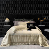 Champagne 1000TC Egyptian Cotton Yarn-dyed Jacquard Embroidery Luxury Bedding Set Duvet Cover Set Bed Sheet Pillowcases 4Pcs