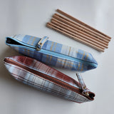 1 Piece of Colorful Plaid Fabric Pencil Case, Large Capacity, Portable, Simple Style, Pencil Box, Stationery Box, Stationery Storage, Back-To-School Gift