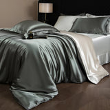 Silk Bed Sheets Set Luxury Bedding Set with Duvet Cover Fitted/Flat Bedheet Pillowcases Mixed with Rayon King Queen Full Twin