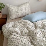 New literary and retro floral super soft wrinkled yarn printing four-piece set, three-piece set for student dormitory