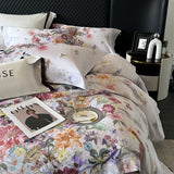 Premium 1000TC Egyptian Cotton American Oil Painting Style Flower Print Bedding Set Duvet Cover Bed Sheet Set Pillowcases 4Pcs