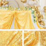 Gold Sequin Rectangle Table Cover Sparkly Fabric Table Cloth for Birthday Wedding Party Holiday Baby Shower Christmas Decoration