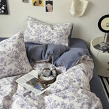 Vintage Double Sided Flower Bedding Set Skin-Friendly Soft Duvet Cover With Flat Sheet+Pillowcases For Single Double Bed Home