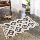 Cotton Linen Retro Rug Tapestry Home Decor Geometric Floor Mats for Bedroom Living Room Hand Woven Bohemian Tufted Tassel Carpet