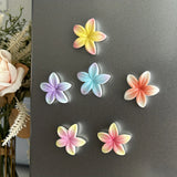6pcs Tropical Frangipani Flower Fridge Magnet - 3D Hawaiian Plumeria Resin Art with 5 Petals, Magnetic Refrigerator Sticker