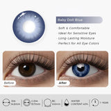 14.20mm 6-Month Disposable Colored Contact Lenses Blue/Brown/Grey 1 Pair Cosmetic Contacts for Daily Wear & Makeup