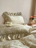 2pcs 100%Cotton Pillowcases French Style Pillow Cover Cushion Covers Bed 48x74cm Comfortable Pillowsham with Crinkled Gauze Lace