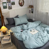 Duvet Cover Set New School Season Student Three PIECE Set Ins Style Solid Color Double Panel Washing Cotton Comforter Set