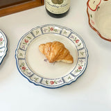 French Printed Ceramic Plate Vintage Household Serving Plates High-end Western Style Pasta Disc Exquisite Patchwork Tableware