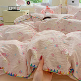 Flower Printed Duvet Cover Sets Queen/King Bedding Set with Shell Edge Washed Cotton dekbedovertrek 240x220   Bed Cover Set