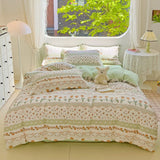 100% Cotton Bedding Set Soft Skin-friendly Four Piece Set Single Couple Flower Printed Comforter Duvet Cover Set for Adults Kids