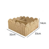 Rattan Effect Scalloped Edge Storage Basket Handles Plastic Woven Storage Basket Woven Handwoven Organizer Basket