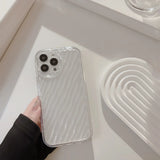 Simplicity 3D Ripples Texture White & Transparent Case for iPhone 15 14 13 Pro Max Back Phone Cover for 12 11 X XR Xs 7 8 SE2020
