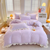 Princess Style Bedding Set Soft Bedroom Decor Comforter Duvet Cover Set Pillowcase Bed Sheet Ruffled Quilt Cover Four Pieces Set