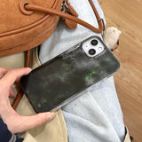 Vintage INS Dark Grey Marble Texture Double Layers IMD Chic Phone Case for iPhone 16 15 14 13 Pro Max Back Phone Cover Capa
