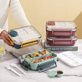 1300ml Plastic microwave oven Lunch box with Tableware for Office Workers Students Divided Bento Box Leakproof Food Container