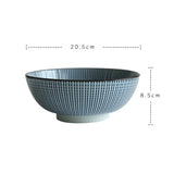 8 Inch Japanese Ramen Bowl Ceramic Noodle Bowl Stripe Design Large Soup Bowl Restaurant Household Retro Tableware