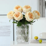 5pcs/lot True Touch Artificial Tea Rose Branch Wedding Floral Simulation Flowers Latex Austin Roses Fake Flower Hotel Decoration