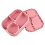 Rectangular Silicone 4 Grid Lunch Box Heat Resistant Leak Proof Food Box Microwavable With Compartments Picnic Box Office
