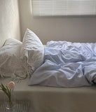 Star Blue Ice een Cotton Striped Bedding Set with Pillowcases Duvet Cover And eet Simple Tied Design for Teen Girls