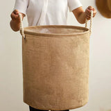 Foldable Laundry Basket Cotton Linen Clothes Toy Storage Basket Laundry Baskets with Handle Home Dirty Clothes Organizers