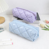 1 PC Candy Color Quilted Cute Pencil Case Waterproof Portable Stationery Storage Bag Student School Supplies Back to School Gift
