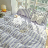Nordic Bedding Set Ins Popular Striped Duvet Cover Set Bed Sheets Set Single Twin Full Queen Size Skin-Friendly Soft Bedding