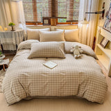 New Soft and Skin-friendly All-cotton Duvet Cover Skin-friendly Breathable Checkered Quilt Cover with Pillowcase