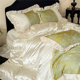 Princess Lace Style Soft Silky Luxury Bedding Set Duvet Cover Flat/Fitted Bed Sheet Pillowcase 4Pcs