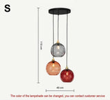 High-end Color Water Patterned Glass Ball Pendant Light Bedroom Bedside Lamp Creative Dining Living Room Bar Counter Chandelier