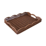 Imitation Rattan Woven Storage Tray Rectangular Rustic Style Food Serving Tray Multipurpose Save Space Desktop Organizer Bread