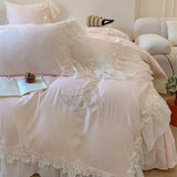 4Pcs Korean Princess Style  Pure Cotton 100% Bedding Set Quilt Cover 200x230 Sheet For Bed And Pillowcases  Sheet Four Seasons