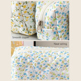 New Polyester Floral Quilted Pen Bag Large Capacity Multifunctional Storage Bag Floral Design Pencil Box School Office