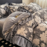 Latest French Style Winter Thickened Milk Fleece 4pcs Bedding Sets Soft Luxury Warm Quilt Cover Sheet Pillowcases