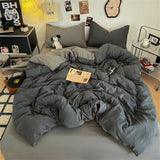 Solid Color Bedding Set Twin Full Queen Size Bed Flat Sheet Soft Kids Adults Duvet Cover Set Quilt Cover Pillowcases Bed Linen