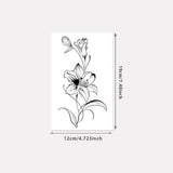 Lily Tattoo Sticker Temporary Tattoo, Simple Sketch Line Flower Tattoo, Sexy Waist Belly Body Art, Waterproof Long-Lasting Tatto
